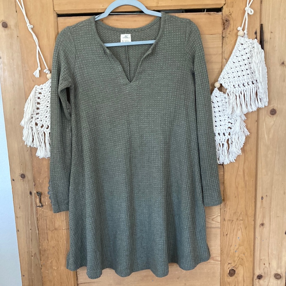 O'Neill Waffle Sweater Dress Size small olive long sleeve